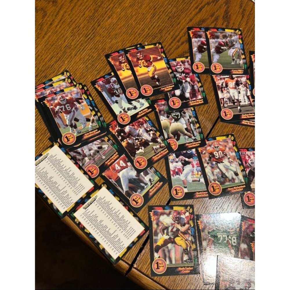 over 60 colligate vintage football trading cards wild card lot